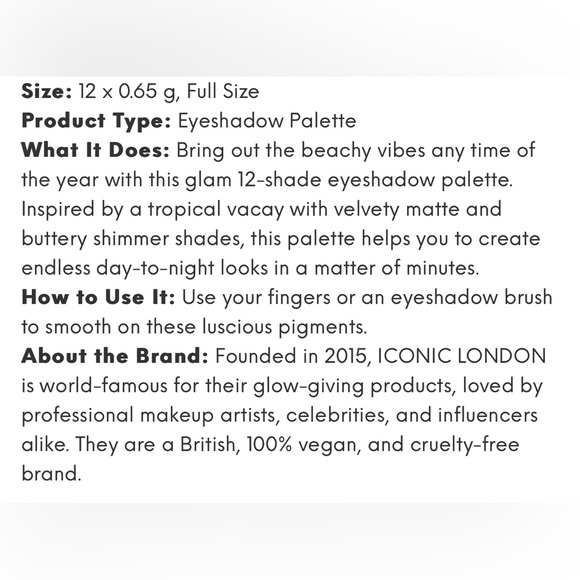 Iconic London Beachside Babe Eyeshadow Palette bnib - Picture 6 of 7